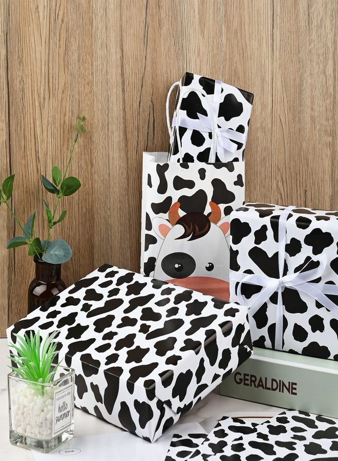 Bolsome 16 Sheets 28 * 20 Inches Cow Print Wrapping Paper Black and White Spots Cow Gift Wrap Paper for Birthday, Baby Shower, Holiday, Cow Theme Party DIY Crafts - Image 4